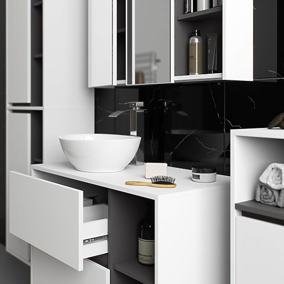 BATHROOM WALL CABINET VAMI W50 2D 6P WHITE / GRAPHITE GRAY