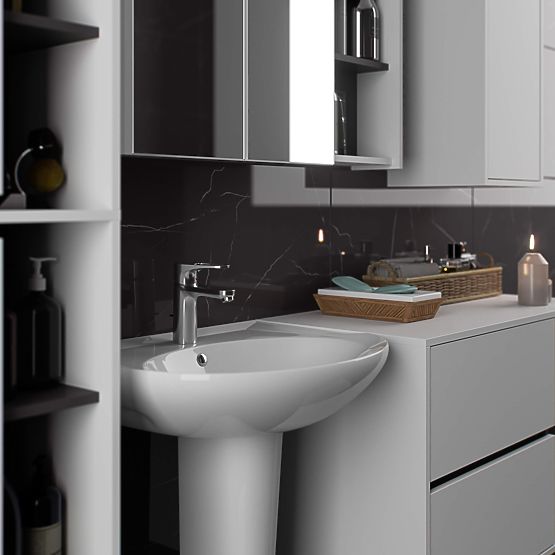 BATHROOM WALL CABINET VAMI W50 2D 6P WHITE / GRAPHITE GRAY