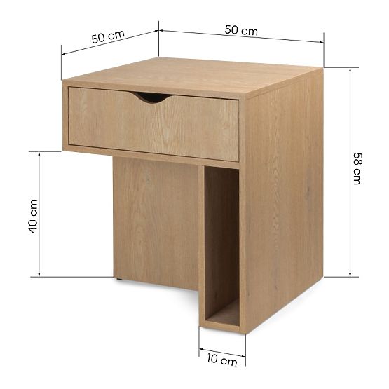 Bedside Table with Drawer Mura Oak Cremona Torro