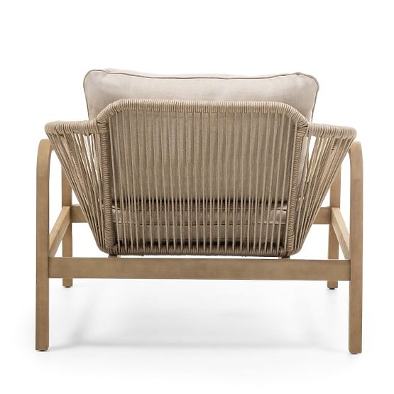 Belpasso Garden Furniture Set, Wicker, FSC Eucalyptus Wood, Teak Look, Light Beige