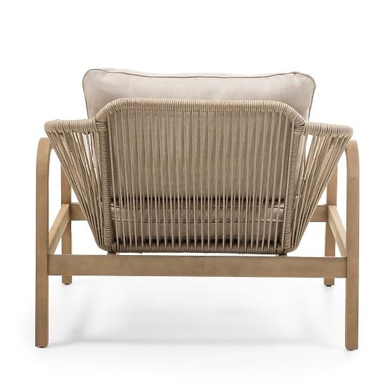 Belpasso Garden Furniture Set, Wicker, FSC Eucalyptus Wood, Teak Look, Light Beige