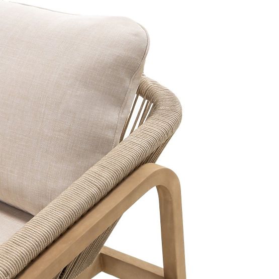 Belpasso Garden Furniture Set, Wicker, FSC Eucalyptus Wood, Teak Look, Light Beige