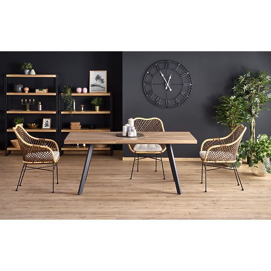 BERLIN Extendable Table 140-180 cm, Top - Walnut, Frame - Black (2p=1pc)