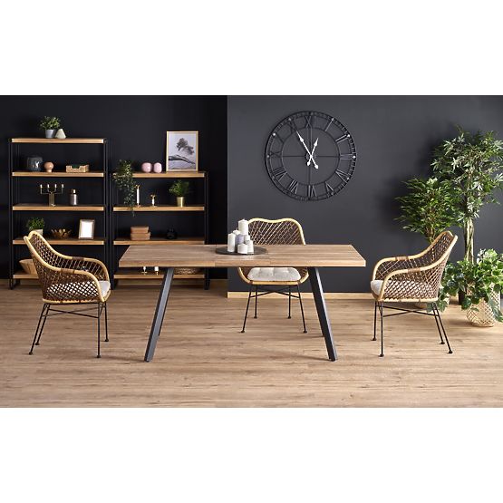 BERLIN Extendable Table 140-180 cm, Top - Walnut, Frame - Black (2p=1pc)