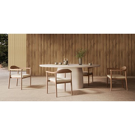 Biellora Garden Table 200 cm, Cement, Oval, Light Beige, Matte