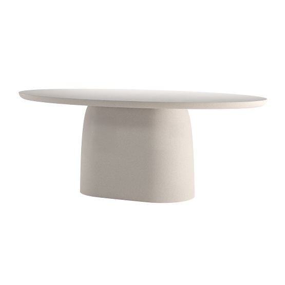 Biellora Garden Table 200 cm, Cement, Oval, Light Beige, Matte