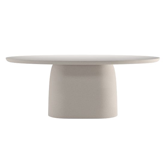 Biellora Garden Table 200 cm, Cement, Oval, Light Beige, Matte