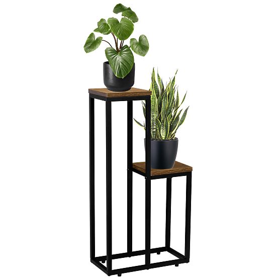 Black Plant Stand Hazel Rustic Antique Oak