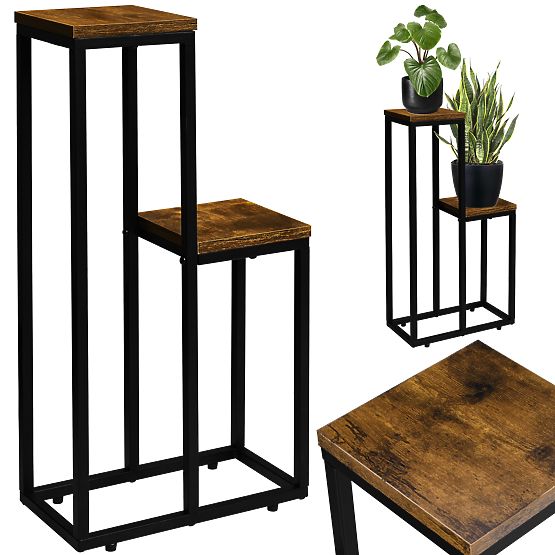 Black Plant Stand Hazel Rustic Antique Oak