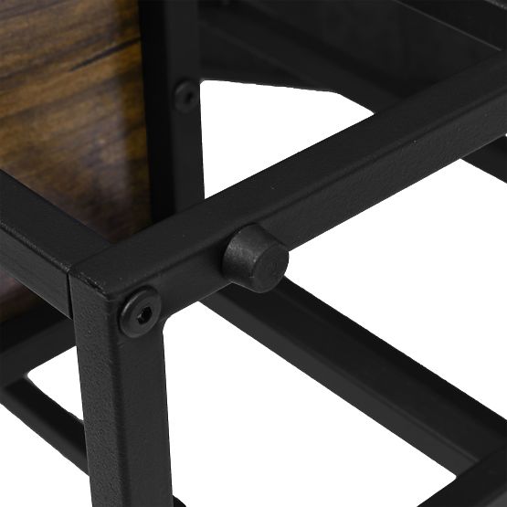 Black Plant Stand Loren Rustic Aged Oak