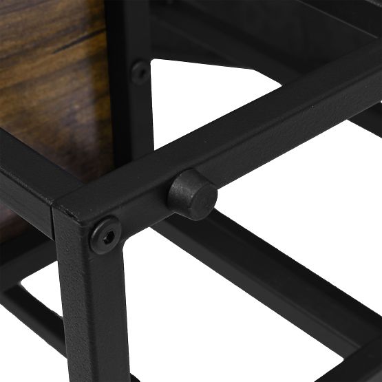 Black Plant Stand Munir Rustic Aged Oak