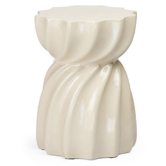 Bloom Side Table 35 cm, Beige, Glossy