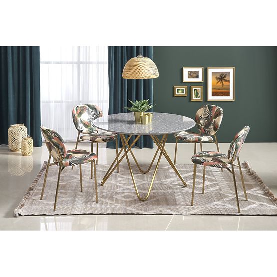 BONELLO Table, Top - Gray Marble, Legs - Gold (2p=1pc)