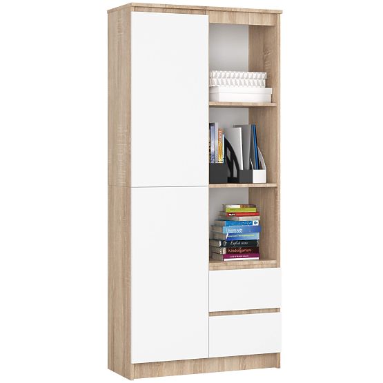 BOOKCASE R11 R80 1D 2SZ CLP OAK SONOMA / WHITE
