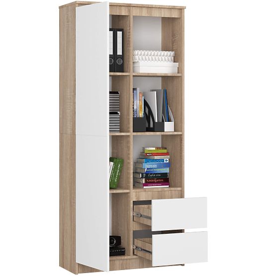 BOOKCASE R11 R80 1D 2SZ CLP OAK SONOMA / WHITE