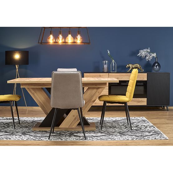 BRANDON Extendable Table 160-200/90 cm Oak Wotan/Black