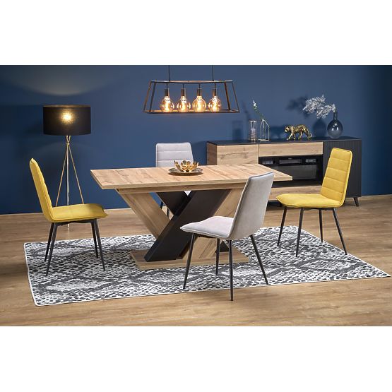 BRANDON Extendable Table 160-200/90 cm Oak Wotan/Black