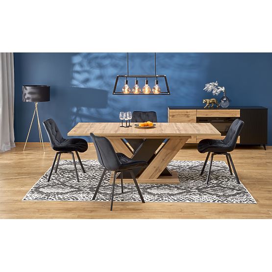 BRANDON Extendable Table 160-200/90 cm Oak Wotan/Black