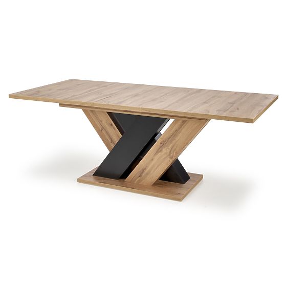 BRANDON Extendable Table 160-200/90 cm Oak Wotan/Black