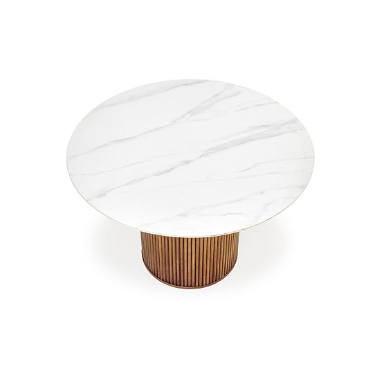 BRUNO Round Table, White Marble / Walnut (2p=1pc)