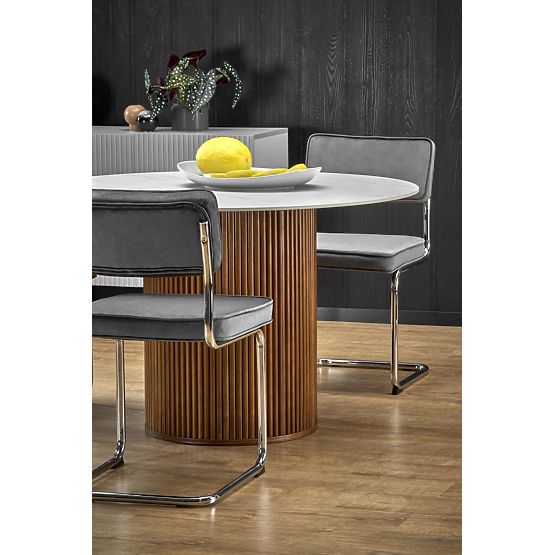 BRUNO Round Table, White Marble / Walnut (2p=1pc)