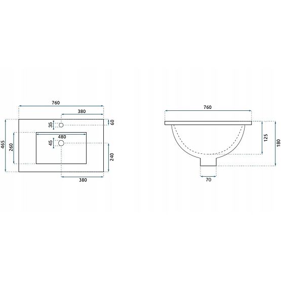 Built-in Washbasin Rea Dafne 75