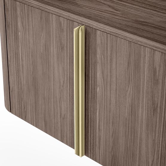 Cabinet for Basin on Countertop Bassa 80 cm, Lincoln Walnut, Gold Handles, Rounded