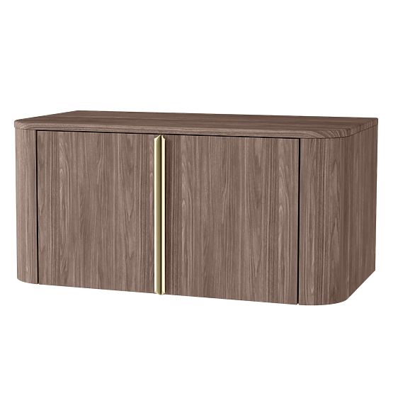 Cabinet for Basin on Countertop Bassa 80 cm, Lincoln Walnut, Gold Handles, Rounded