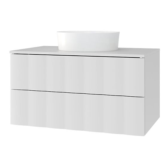 Cabinet for countertop washbasin Grita 80 cm, white, wavy front panel