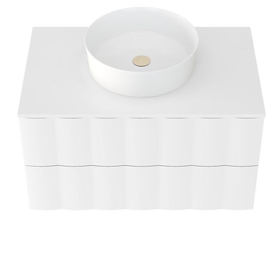 Cabinet for countertop washbasin Grita 80 cm, white, wavy front panel