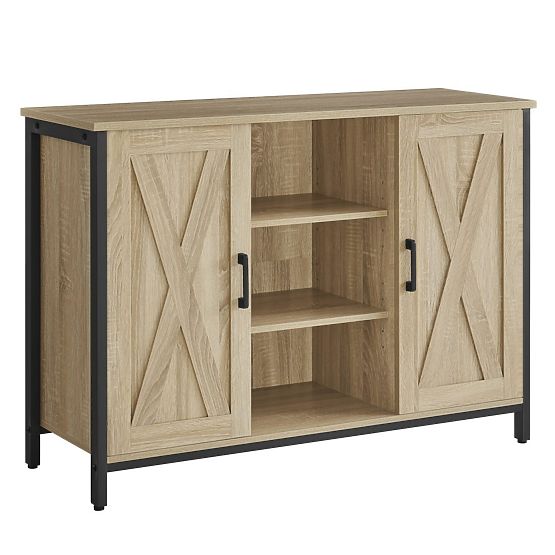 Cabinet with Adjustable Shelves and Legs in Sonoma Oak