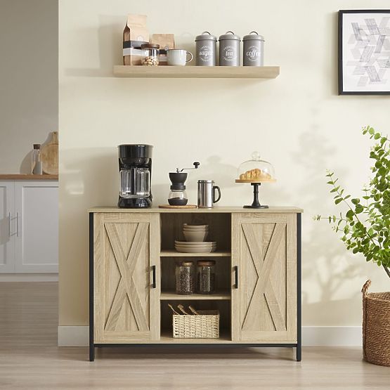 Cabinet with Adjustable Shelves and Legs in Sonoma Oak