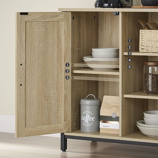Cabinet with Adjustable Shelves and Legs in Sonoma Oak