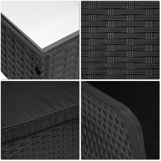 CAMELIA Black Garden Furniture Set with Black Cushions