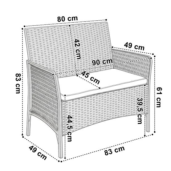 CAMELIA Black Garden Furniture Set with Black Cushions