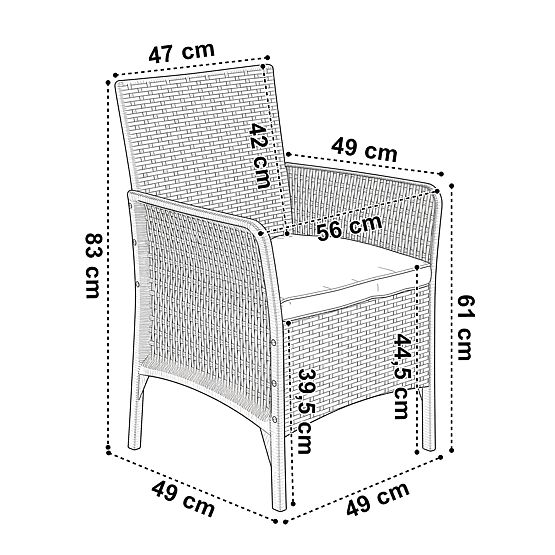 CAMELIA Black Garden Furniture Set with Black Cushions