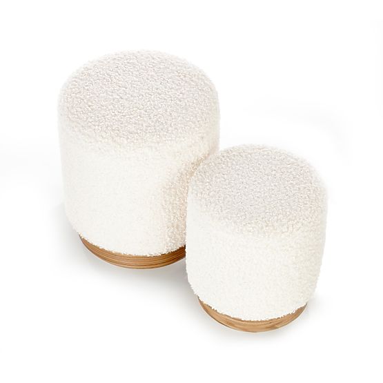 CANCUN Set of 2 Poufs, Cream/Natural (1p=1set)