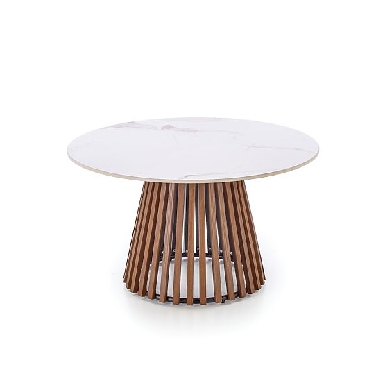 CARINA coffee table beige marble / walnut (2pcs=1set)