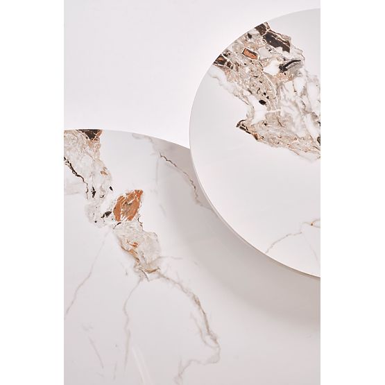 CARINA coffee table beige marble / walnut (2pcs=1set)