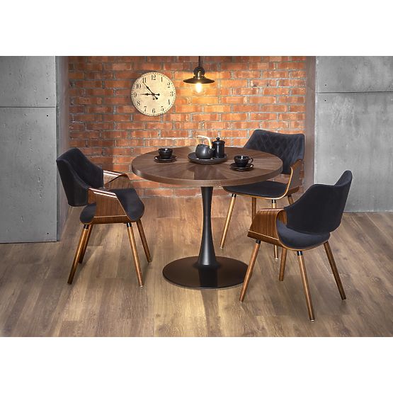 CARMELO round table, top - walnut, leg - black (3p=1pc)