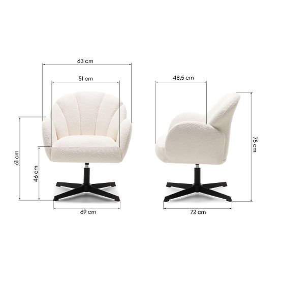 Casablanca Swivel Chair White, Boucle