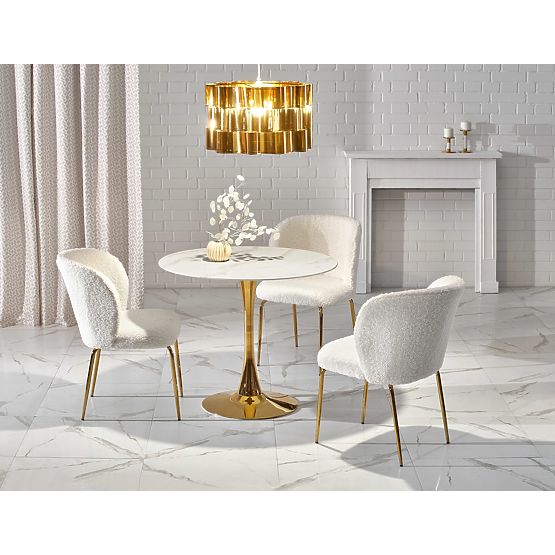 CASEMIRO Table Top - White Marble, Leg - Gold (2p=1pc)