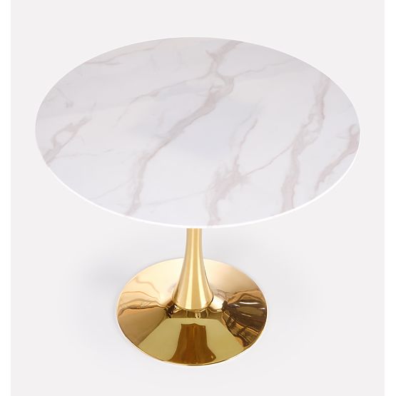 CASEMIRO Table Top - White Marble, Leg - Gold (2p=1pc)