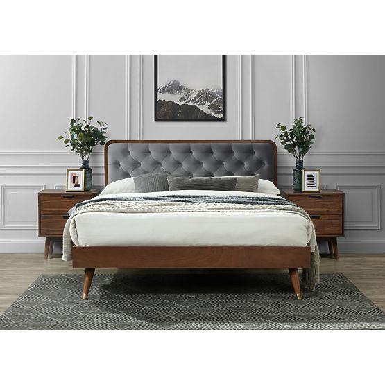 CASSIDY 140 Bed Gray / Walnut (3p=1pc)
