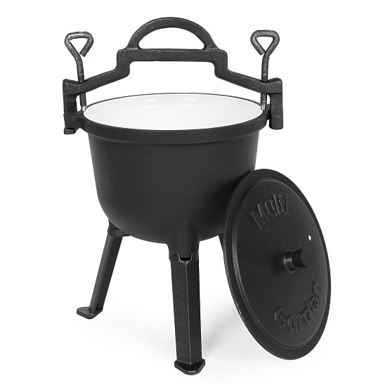 Cast Iron Enamelled 5L Standing Pot Hunting Campfire Grill MultiGarden