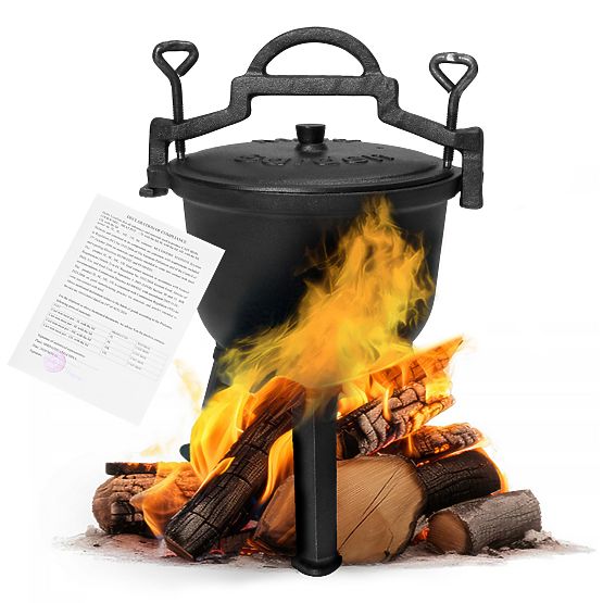 Cast Iron Enamelled 5L Standing Pot Hunting Campfire Grill MultiGarden