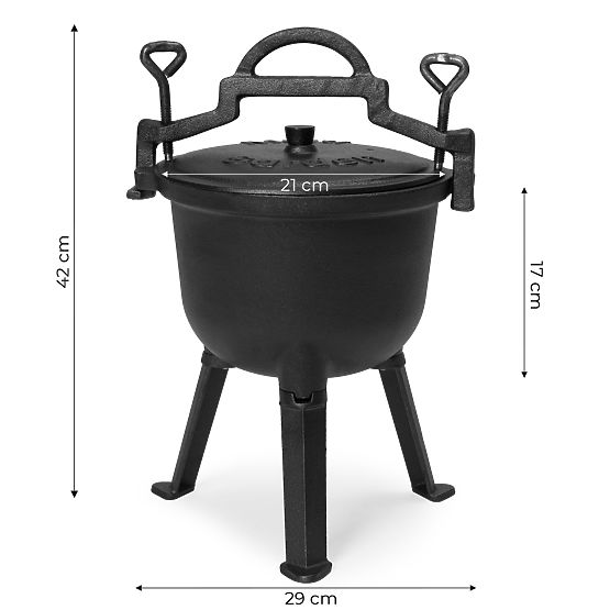 Cast Iron Enamelled 5L Standing Pot Hunting Campfire Grill MultiGarden