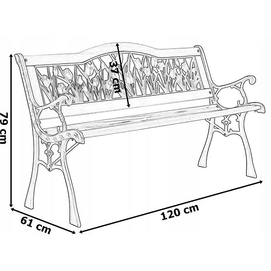 Cast Iron Garden Bench TULIP