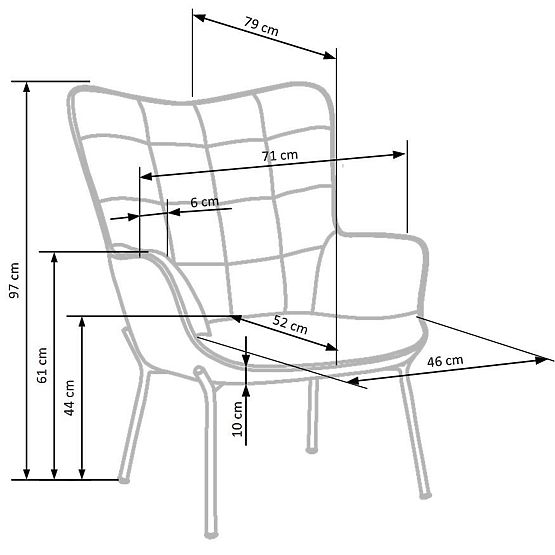 CASTEL Relaxation Chair Black / Light Gray