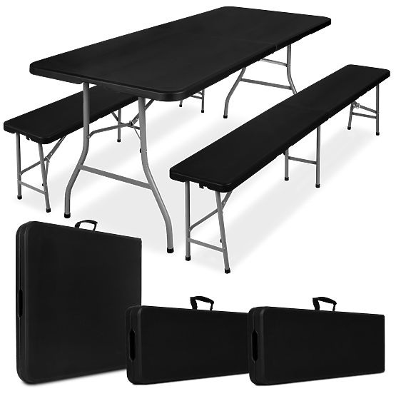 Catering Set Feta 180 Black +2 Benches